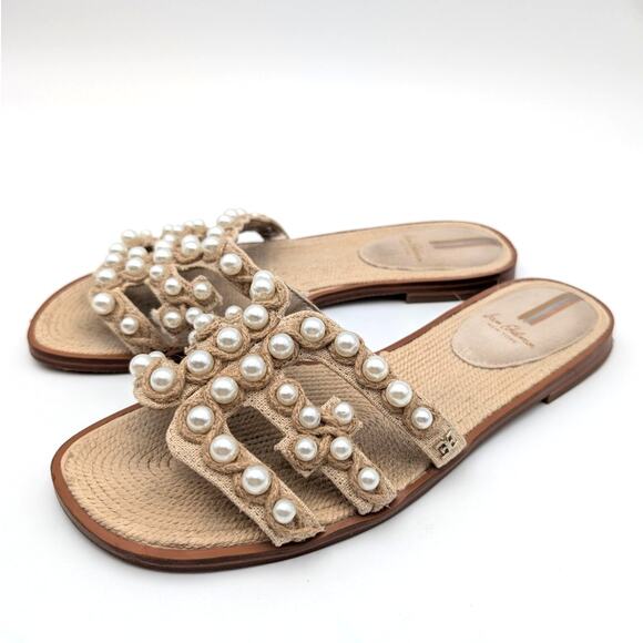 Sam Edelman Bay Pearl Slide Sandals Women's Bleached Beechwood Size US9 EU39 - Picture 1 of 12
